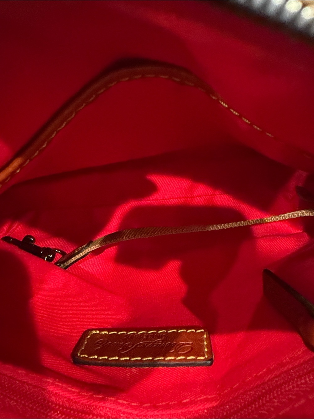 Dooney & Bourke Classic Black Crossbody Pouchette with Brown Strap - Picture 3 of 7